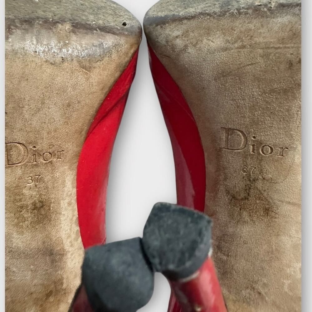 Christian Dior High Stiletto Heels Women's 37 Red Patent Leather Pumps Miss Dior - Picture 10 of 16